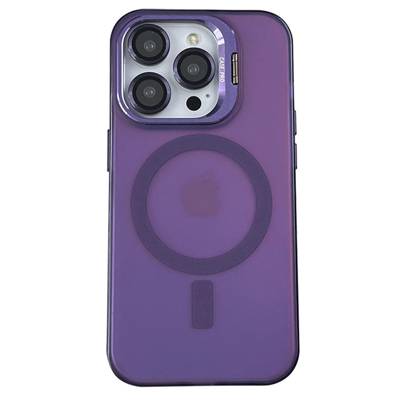 For iPhone 12 / 12 Pro Case Camera Kickstand IMD PC+TPU Phone Cover Compatible with MagSafe - Purple For iPhone 12 / 12 Pro Case Camera Kickstand IMD PC+TPU Phone Cover Compatible with MagSafe - Purple